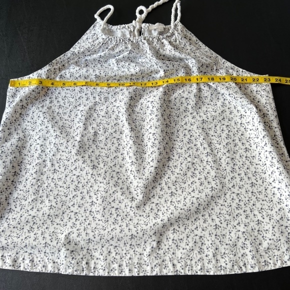 LOFT tie back gathered neckline floral A line top - Picture 7 of 10